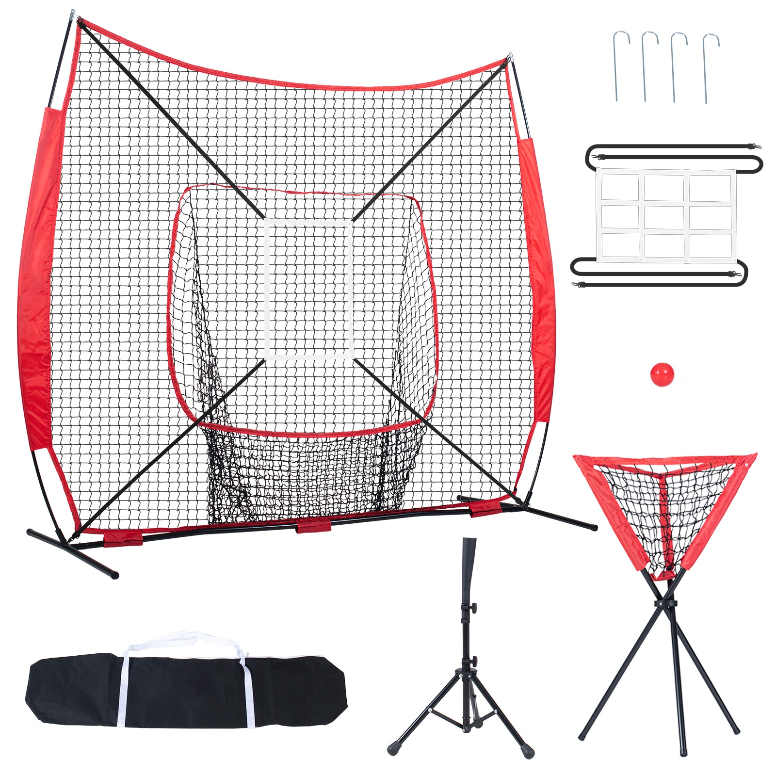 Baseball And Softball Practice Net With Bow Frame And Strike Zone_voghion.com